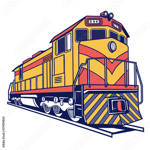 Yellow and red diesel locomotive on white train engine 1