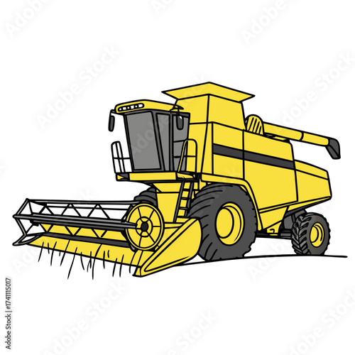 Yellow combine harvester agricultural machine farming
