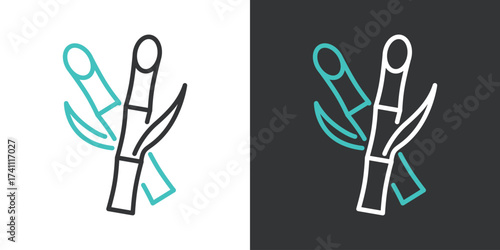 サトウキビの2色ラインアイコン