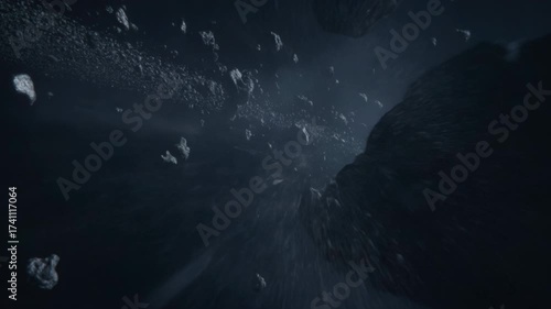 Explore the infinite universe as you glide through an asteroid belt surrounded by mysterious celestial bodies. Witness the beauty of space in all its glory