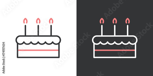 ケーキの2色ラインアイコン