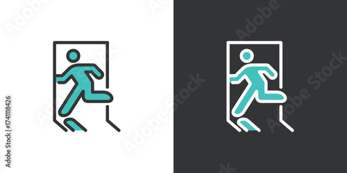 非常口の2色ラインアイコン