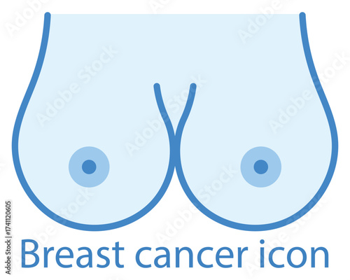 Breast cancer awareness medical icon design. female torso illustration highlighting breast cancer awareness with symbolic tumor mark,  for healthcare, prevention, and oncology concept.EPS10/AI.
