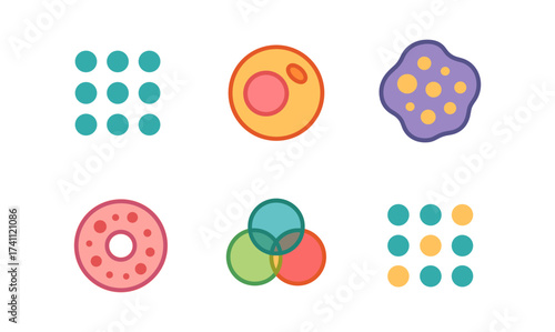 Colorful scientific icons set with flat style for education and research