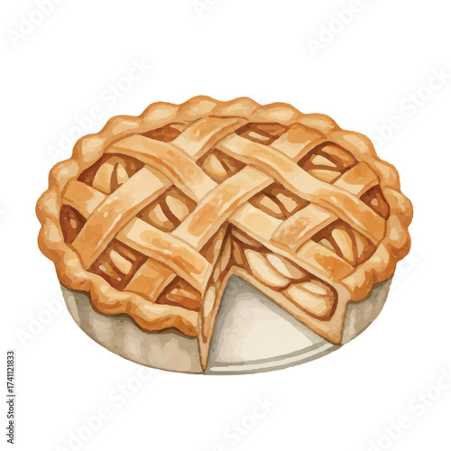 brown food pie watercolor elements vector autumn