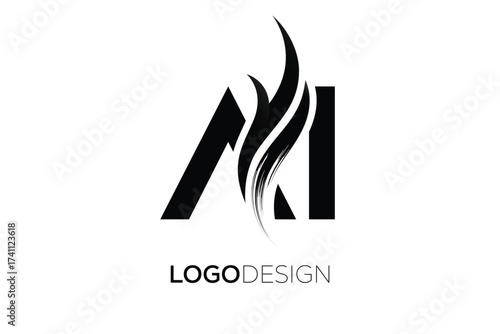 AI Creative Monogram Logo Design – Modern Abstract Letter Mark with Artistic Brush Stroke