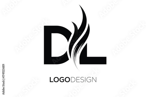 DL Creative Monogram Logo Design – Modern Abstract Letter Mark with Artistic Brush Stroke