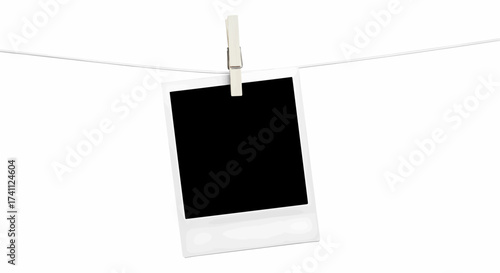 Isolated polaroid photo frame illustration on a white background, a vintage style blank template for memory