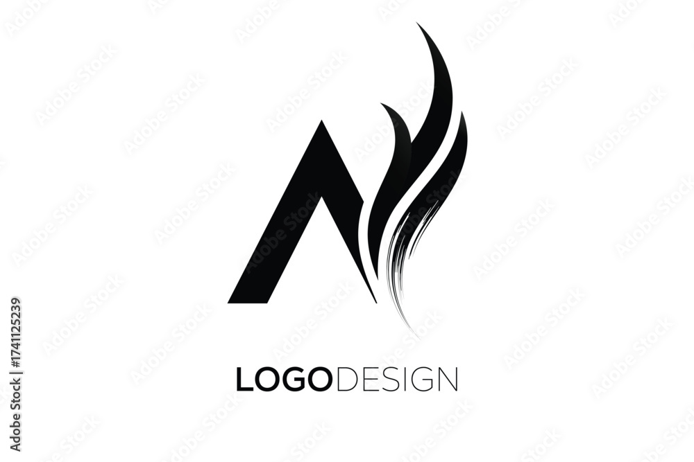 Fototapeta premium A Creative Monogram Logo Design – Modern Abstract Letter Mark with Artistic Brush Stroke