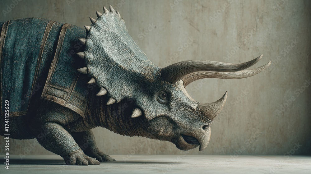 Fototapeta premium Majestic Triceratops Posing with Elegance for Paleontological Study