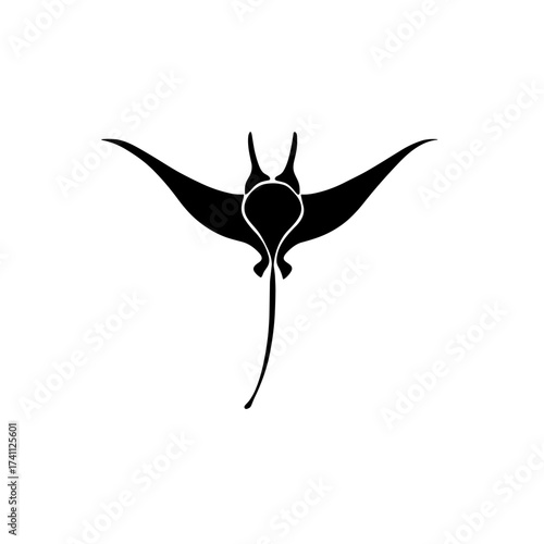 Manta Ray. Manta Ray simple black and white line art vector logo