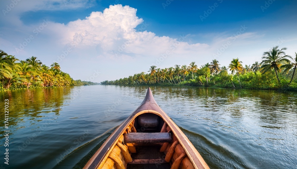 Obraz premium kerala backwaters canoeing