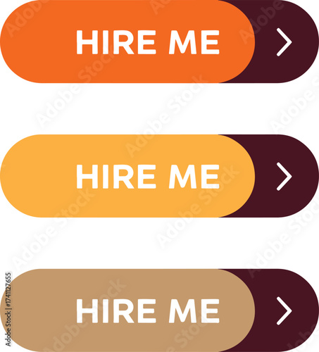 modern abstract hire me button set vector capsule rounded shape