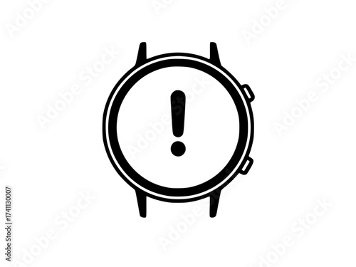 Watch showing warning black white icon 