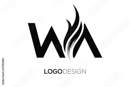 Free Download WA Creative Monogram Logo Design – Modern Abstract Letter Mark with Artistic Brush Stroke - GFXLoad