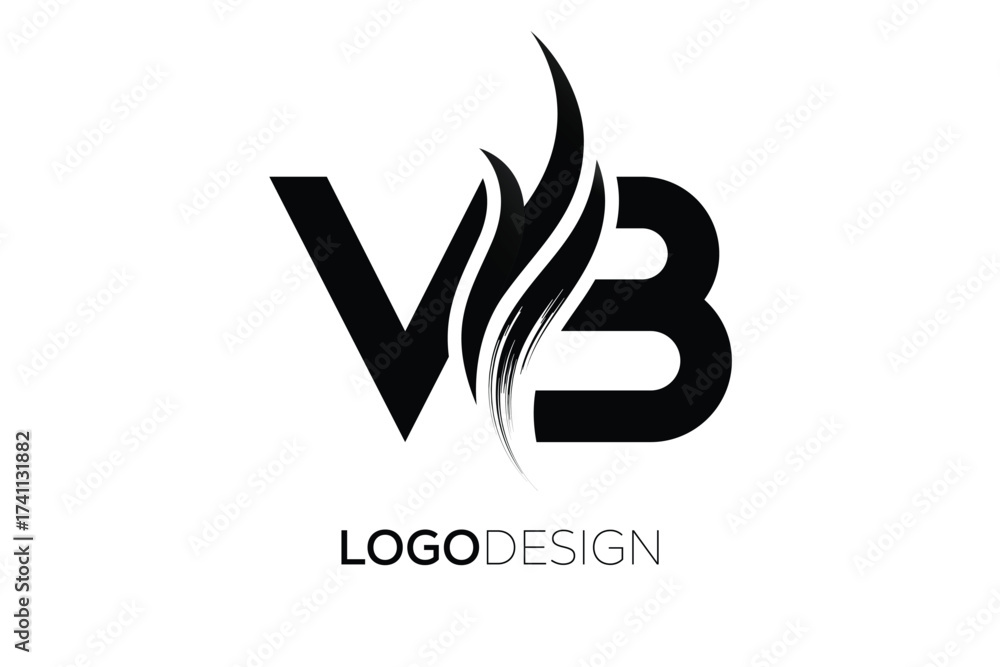 Fototapeta premium Creative Monogram Logo Design – Modern Abstract Letter Mark with Artistic Brush Stroke