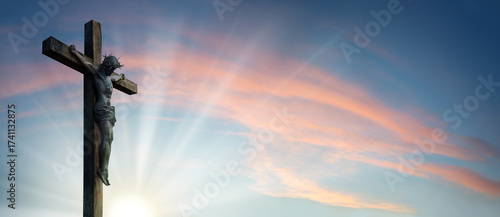 Obraz na plátně Crucified Christ hangs on the cross