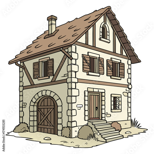 European Half- Timbered House with Garden half-timbered