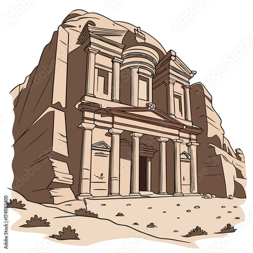 Famous Rock- Cut Treasury Building Petra Jordan Keywords: petra, treasury, al-khazneh, jordan