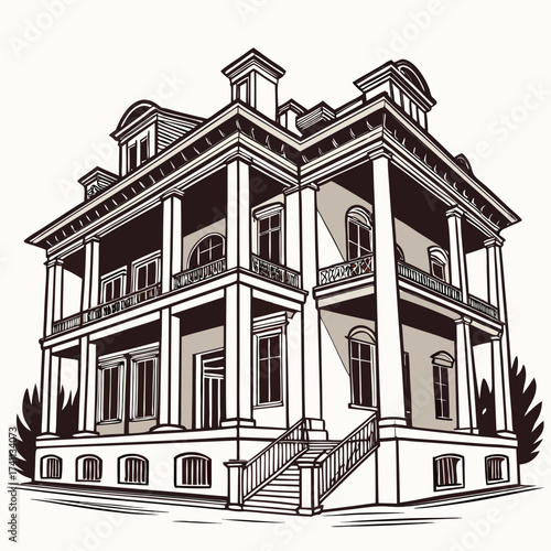 Grand Antebellum Mansion with Double Porches house