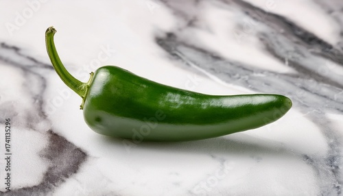 Obraz na płótnie single green serrano pepper on white marble