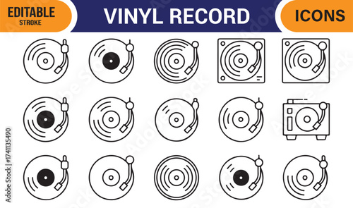 Classic music player and vinyl disc vector pack for retro sound design