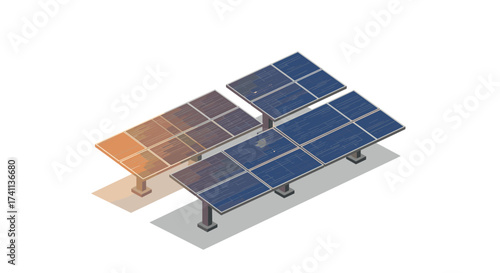 Isometric solar panel array with clean energy focus