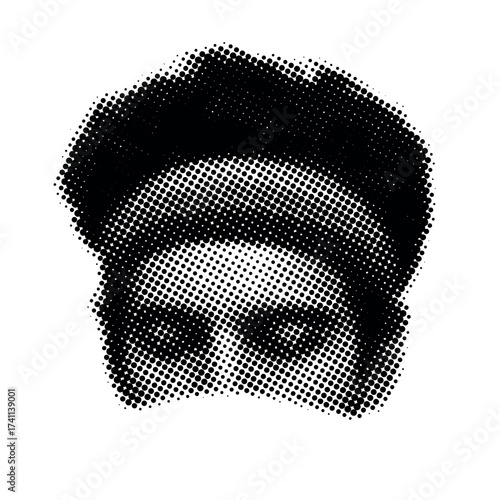Halftone portrait of young adult female with headscarf