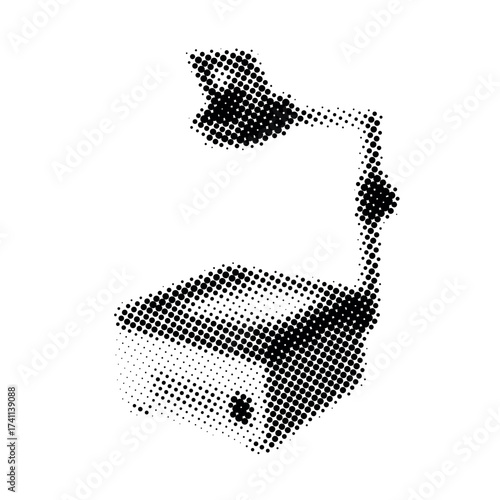 Halftone overhead projector illustration with retro tech vibes