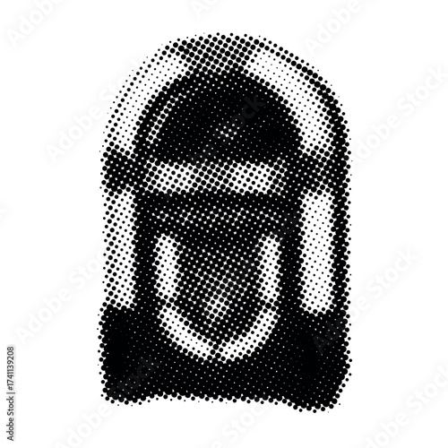 Halftone jukebox illustration in black and white