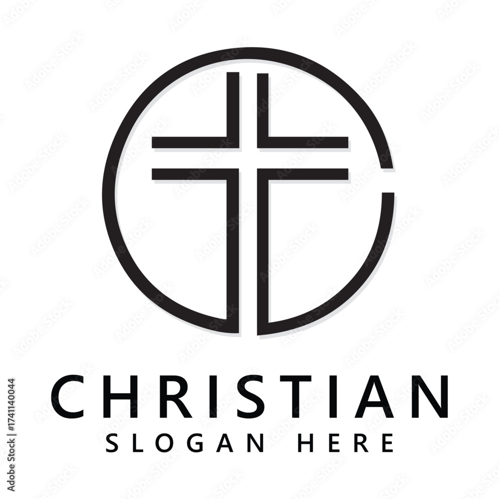 Fototapeta premium Christian church logo creative cross design vector