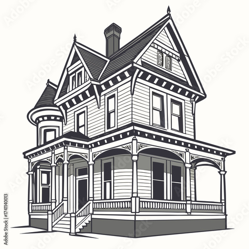 Victorian Era House Architectural Drawing home building