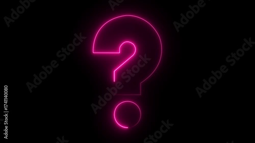 Question mark icon. problem sign. neon question mark icon animation on black background