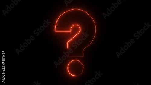 Question mark icon. problem sign. neon question mark icon animation on black background