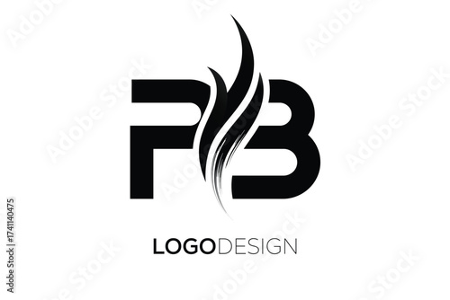 PB Creative Monogram Logo Design – Modern Abstract Letter Mark with Artistic Brush Stroke