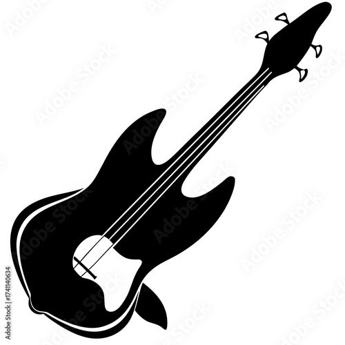 Bold bass guitar silhouette evokes musical energy and creative expression