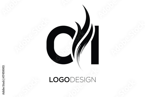 OI Creative Monogram Logo Design – Modern Abstract Letter Mark with Artistic Brush Stroke
