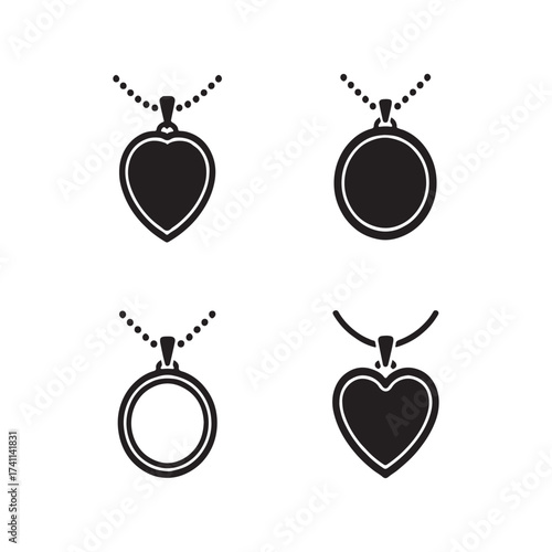 Locket Necklace Solid Stylish Icons Bundle