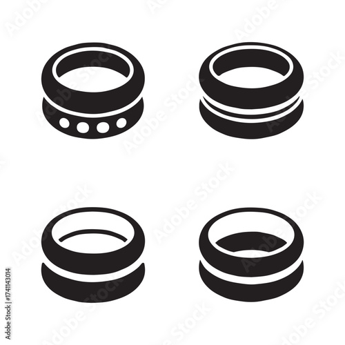 Stackable Rings Solid Fashion Icons Pack