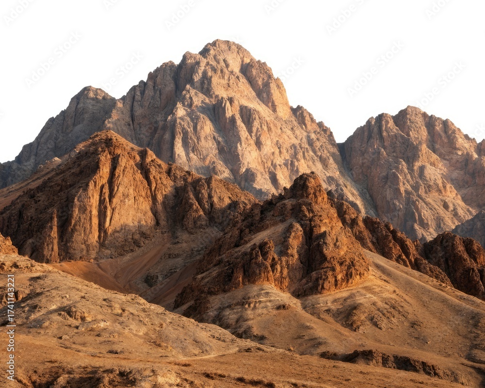 Fototapeta premium Dramatic mountain range landscape with rugged peaks and sunlit slopes