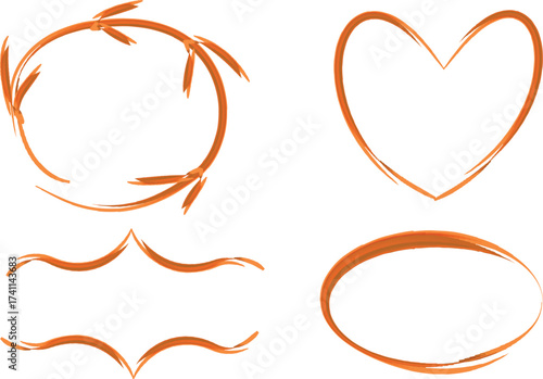 dark orange colorful art decorative frames set