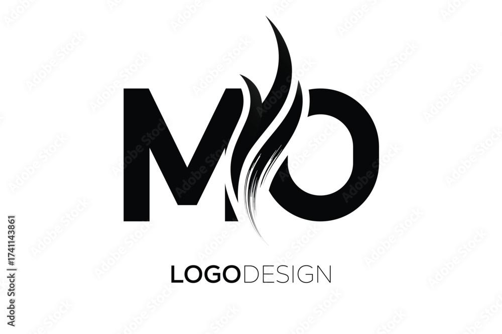 Fototapeta premium MO Creative Monogram Logo Design – Modern Abstract Letter Mark with Artistic Brush Stroke