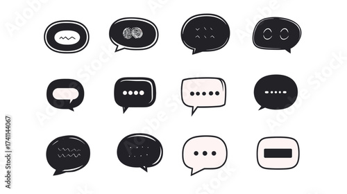 Communication and Discussion Icon Set Illustrative Bubbles for Messaging and Dialogue