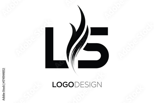 LS Creative Monogram Logo Design – Modern Abstract Letter Mark with Artistic Brush Stroke