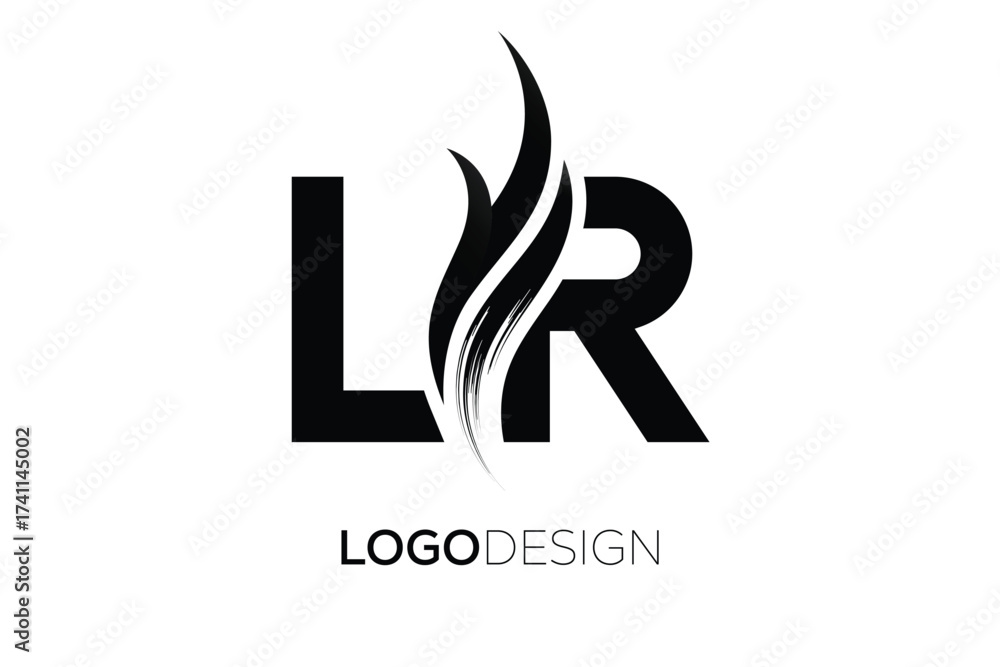 Fototapeta premium LR Creative Monogram Logo Design – Modern Abstract Letter Mark with Artistic Brush Stroke