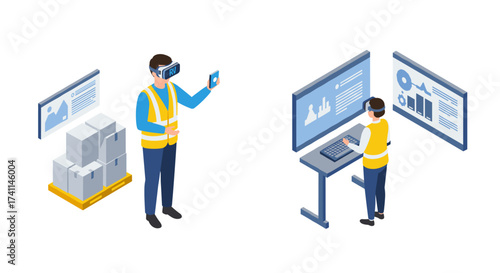 Isometric virtual reality in warehouse management and data analysis