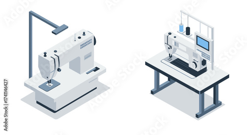 Modern isometric sewing machines: industrial and home models