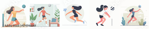  A girl plays volley ball in Vector.