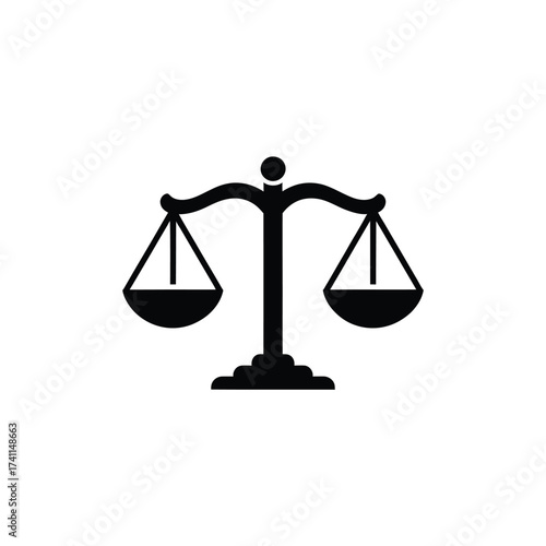 Black silhouette of a justice scale against a white background