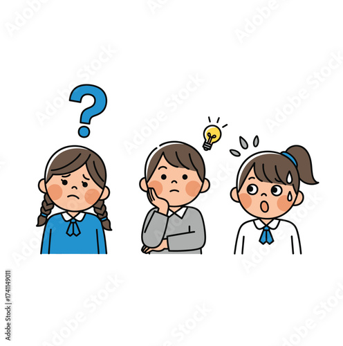 Three women in silhouette expressing confusion and ideas silhouette